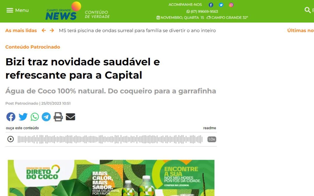 Bizi traz novidade saudável e refrescante para a Capital – CREDITO: CAMPO GRANDE NEWS