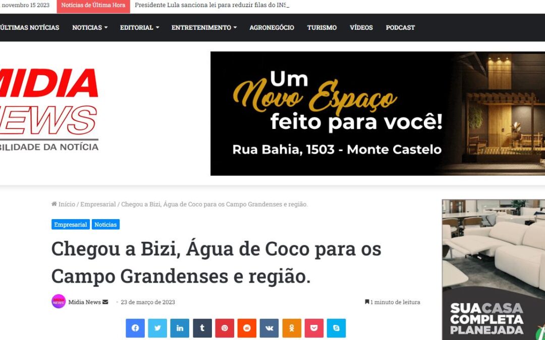 Chegou a Bizi, Água de Coco para os Campo Grandenses e região.